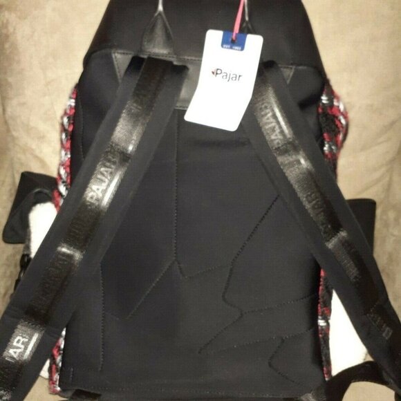 PAJAR-Logan Leather/Knit Luxury Special Force Sport Backpack-Black Plaid Mix-NWT main image 7